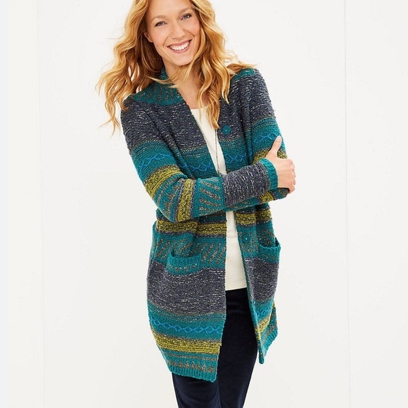 J Jill medium textured knit snap button closure, cardigan sweater coat - Picture 9 of 12